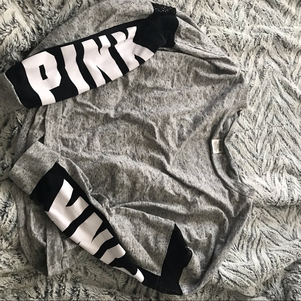 VS PINK MESH CROPPED TEE